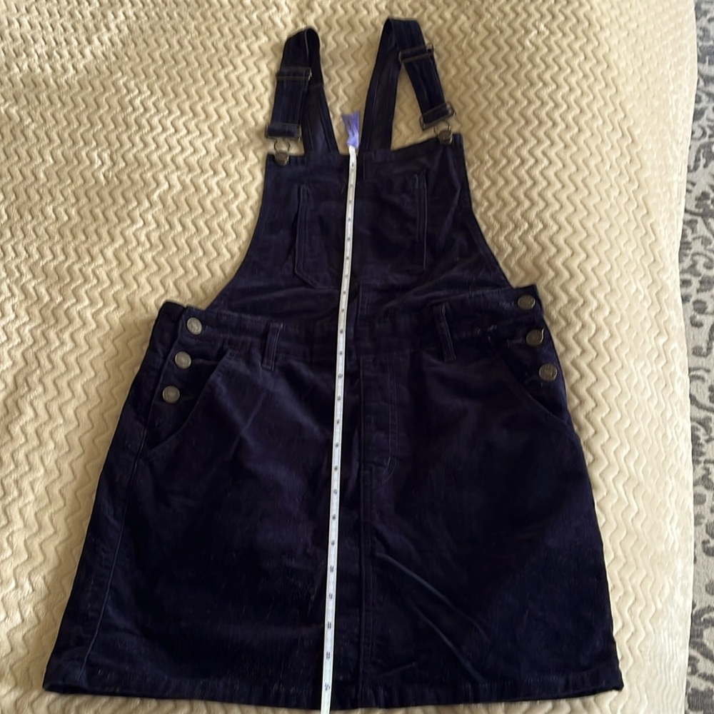 NAVY BLUE VELVET OVERALL DRESS